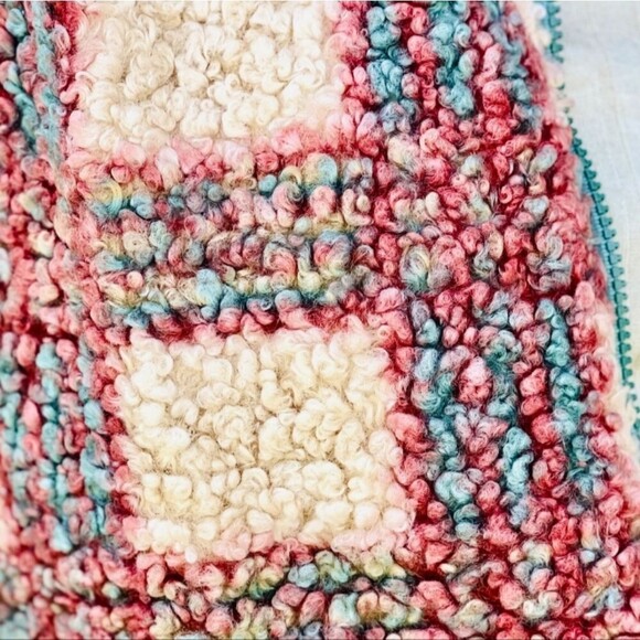 UMGEE Teddy Bear Sherpa Fleece  Flannel Lined Vest Plaid Pink Blue S - Picture 2 of 7